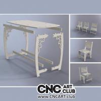 Furniture 1007 Table And Chairs Kit Dxf Plan For CNC Router
